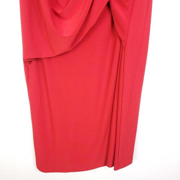 JBS Dress Womens L Cherry Red Plunge V Neck Ruched Draped Front Sexy Stretchy - Picture 4 of 9